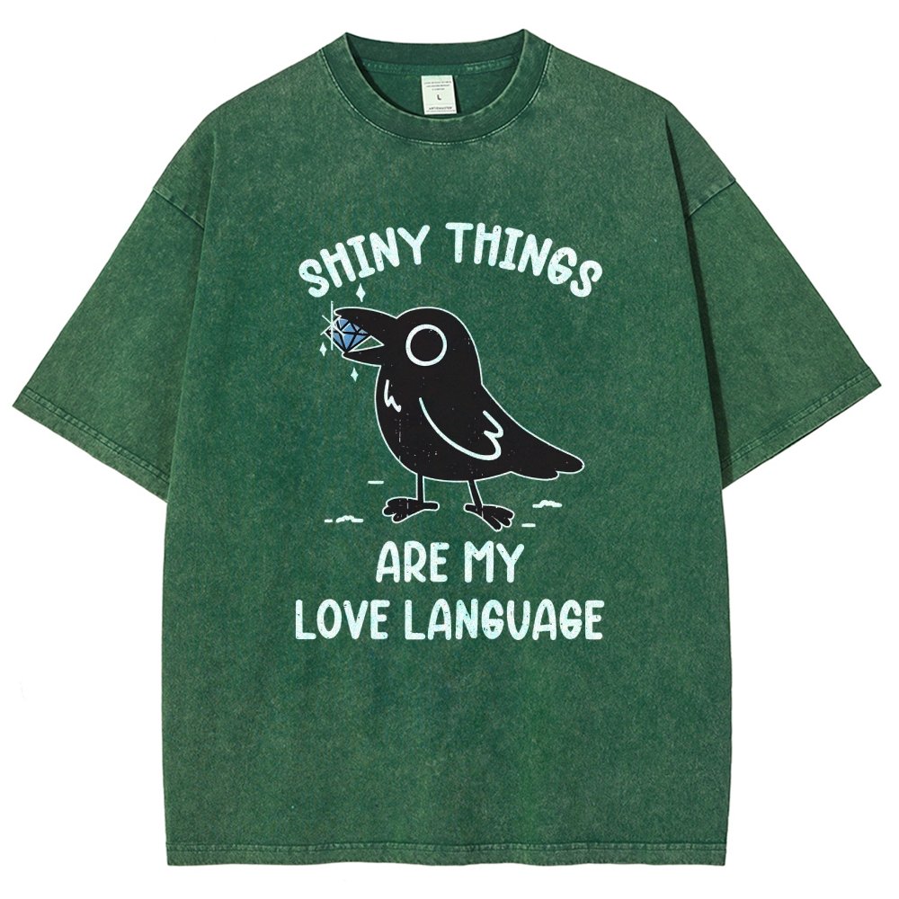Crow Love Shiny Vintage Distressed T-shirt