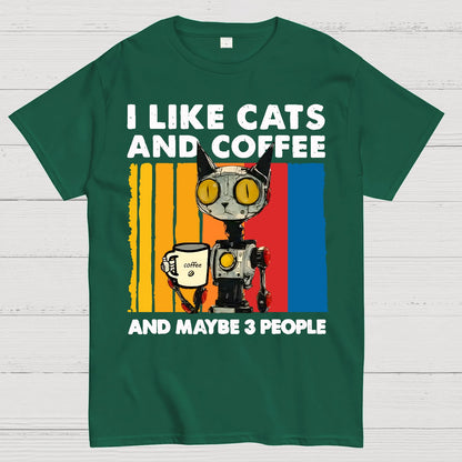 I Like Robot Cats And Coffee Geek T-Shirt