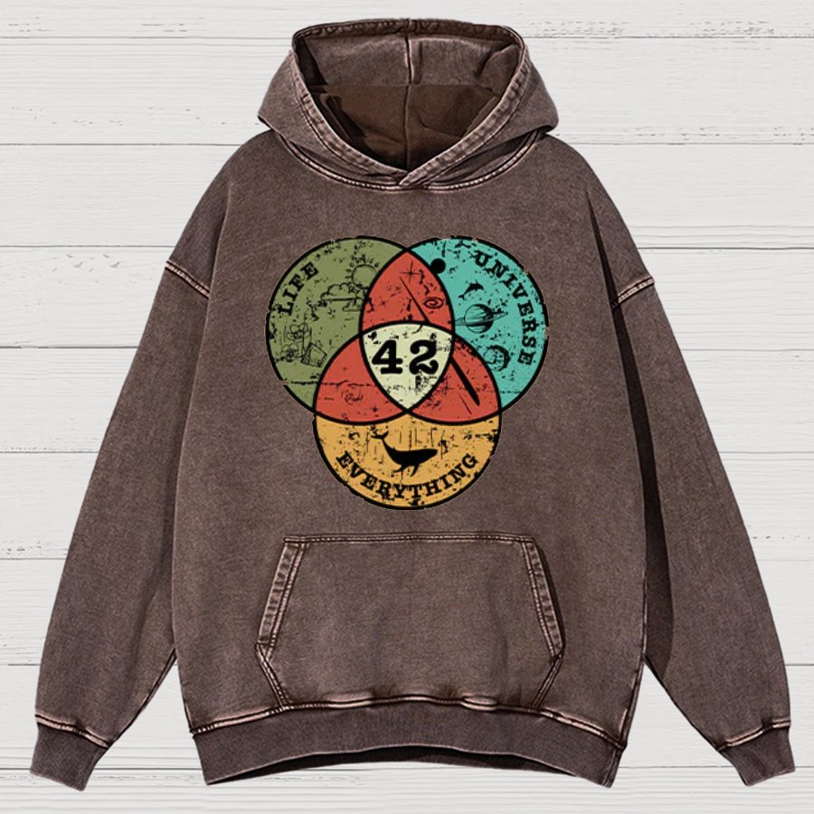 Life, the Universe & Everything Nerdy Graphic Cotton Vintage Distressed Hoodie