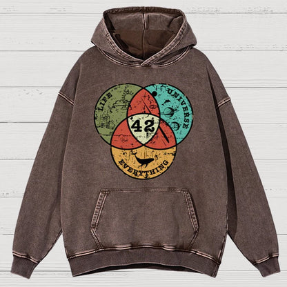 Life, the Universe & Everything Nerdy Graphic Cotton Vintage Distressed Hoodie