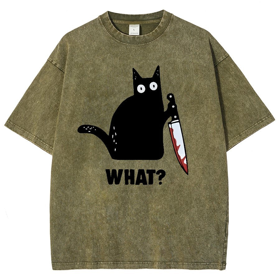 What! Funny Cat Vintage Distressed T-shirt