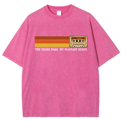The Years Pass My Playlist Stays Vintage Distressed T-shirt