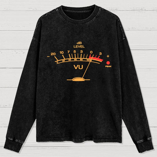 Volume VU Meter Vintage Audio Engineer Washed Long Sleeve Tee