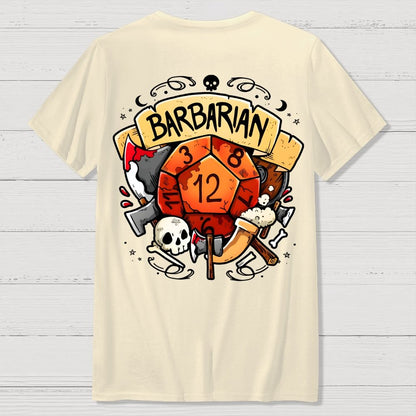 Barbarian Dice Game Front And Back Printing Geek T-Shirt