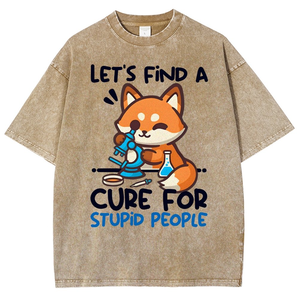 Fox Cure For Stupid People Vintage Distressed T-shirt