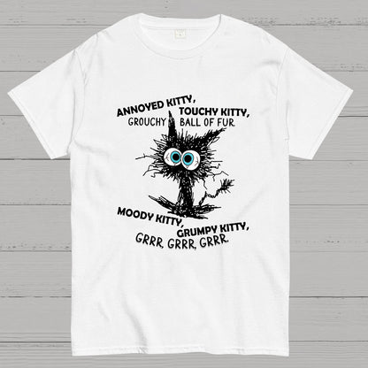 Annoyed Kitty Touchy Kitty Grouchy Ball Funny Geeky T-Shirt