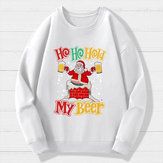 Ho Ho Hold My Beer Christmas Geek Cotton Sweatshirt