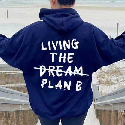 Living Plan B Printed Back Unisex Cotton Hoodie