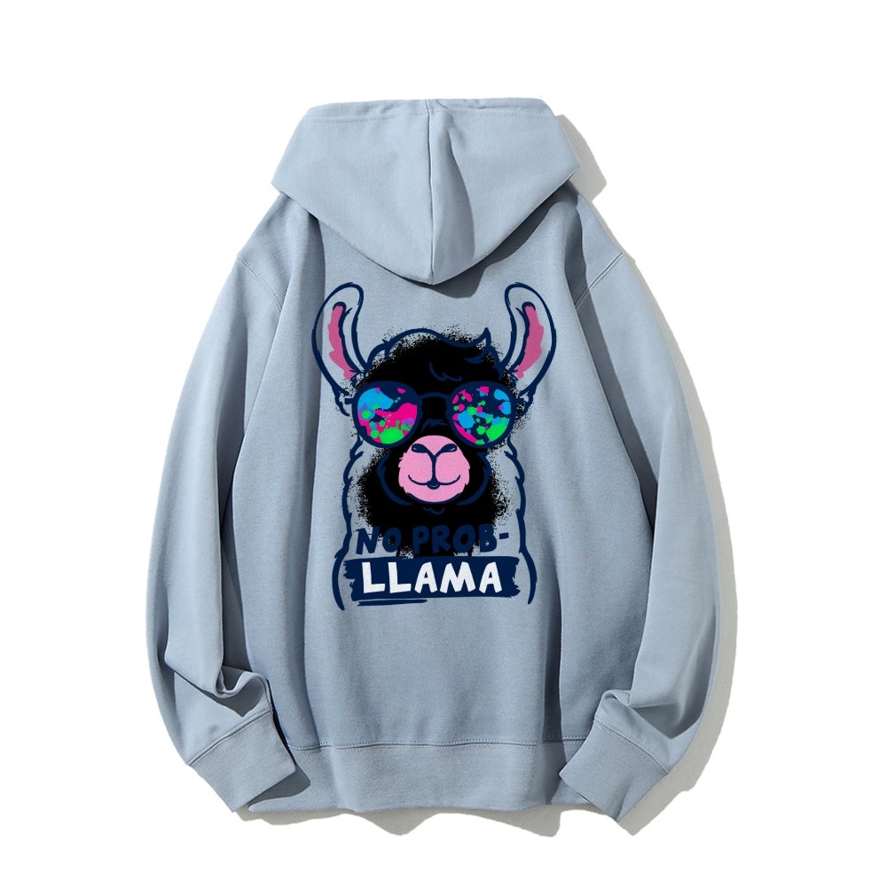 No probllama Printed Back Unisex Cotton Hoodie
