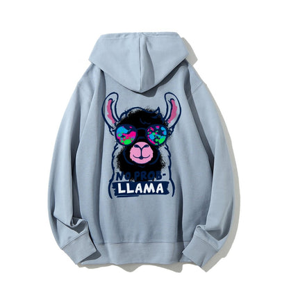 No probllama Printed Back Unisex Cotton Hoodie