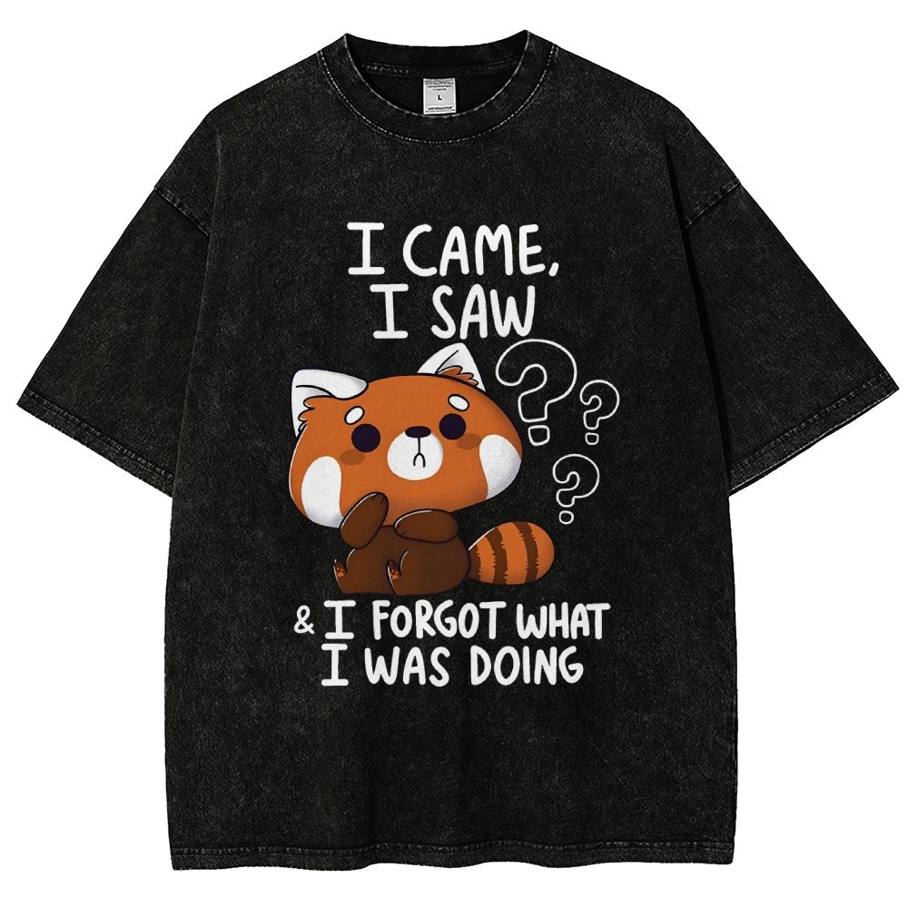 I Came I Saw I Forgot What I Was Doing Forgetful Red Panda Vintage Distressed T-shirt
