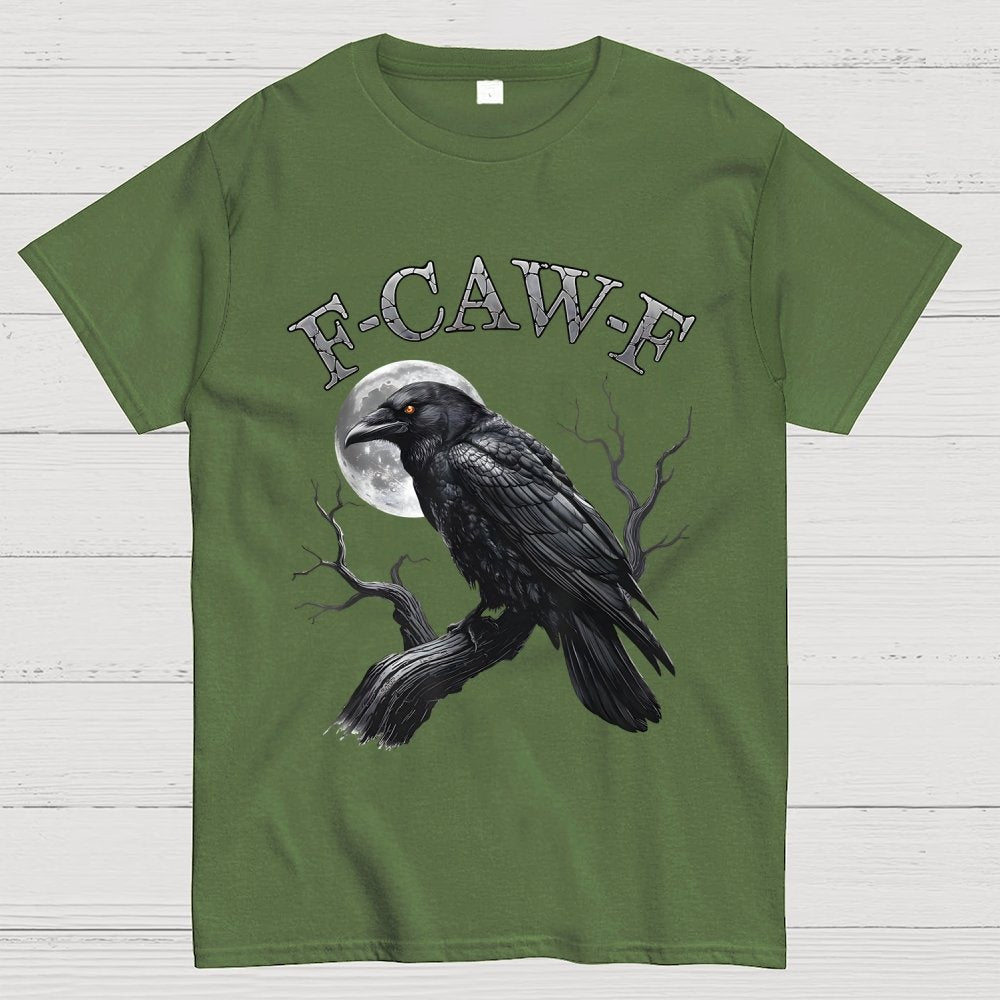 Black Crow F-Caw-F Funny Black Bird Moon Geek T-Shirt