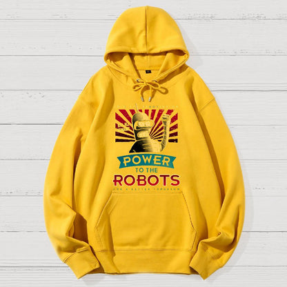 Power To The Robots Geek Cotton Hoodie