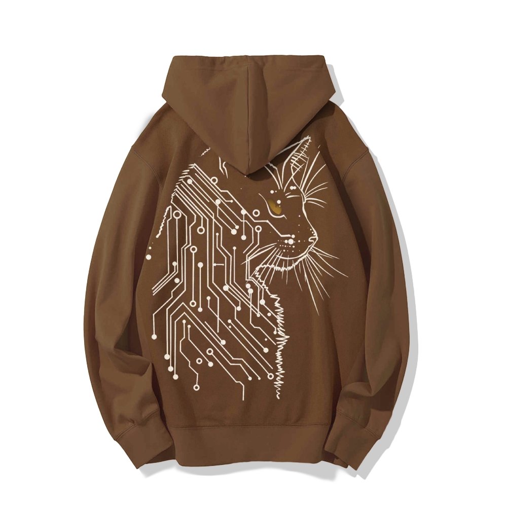 Cat Printed Back Cotton Hoodie