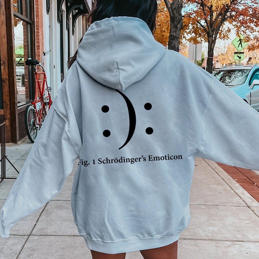 Schrodinger's Emoticon Printed Back Unisex Cotton Hoodie