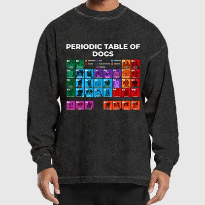 Periodic Table Of Dogs Dog Lover Funny Science Washed Long Sleeve Tee