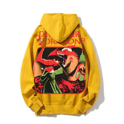 December & Dragons Printed Back Cotton Hoodie