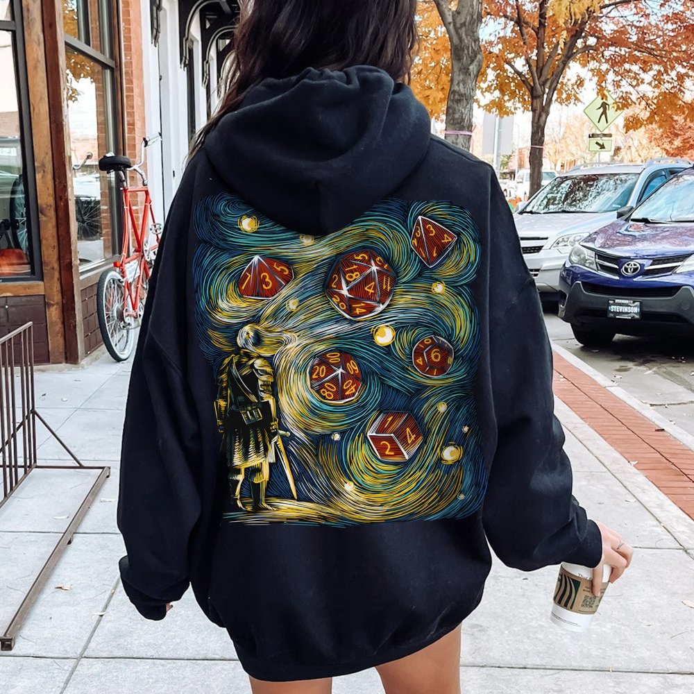 Starry Dice Printed Back Cotton Hoodie