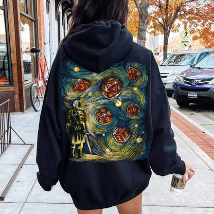 Starry Dice Printed Back Cotton Hoodie