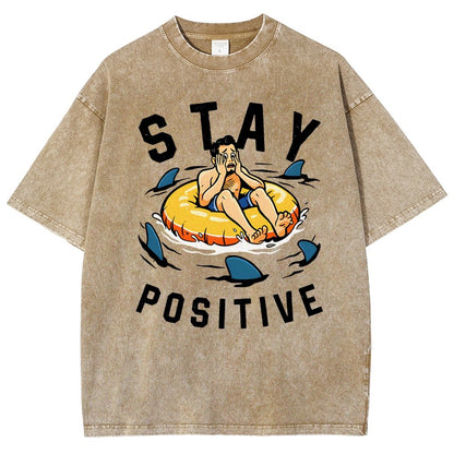Try to Stay Positive! Vintage Distressed T-shirt