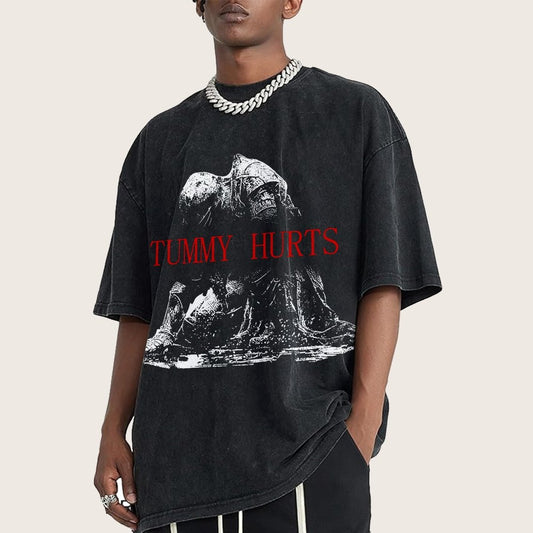 Retro Tummy Hurts Vintage Distressed T-shirt