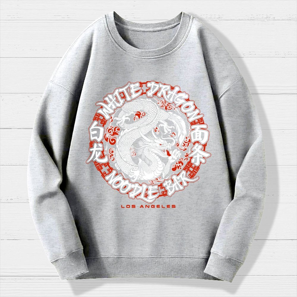 White Dragon Noodle Bar Oversized Geek Cotton Sweatshirt
