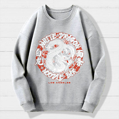 White Dragon Noodle Bar Oversized Geek Cotton Sweatshirt