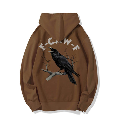 F-Caw-F Funny Crow Printed Back Unisex Cotton Hoodie