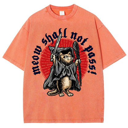 Meow Shall Not Pass Vintage Distressed T-shirt