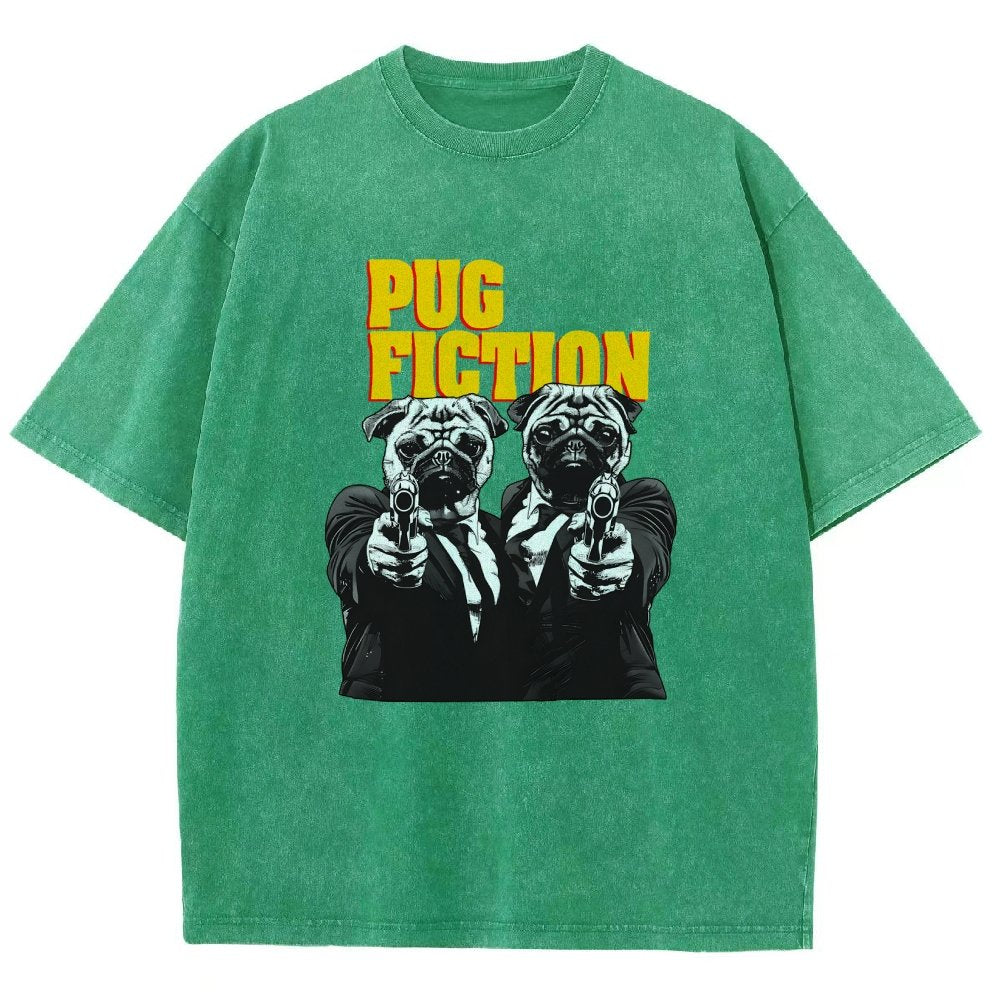 Pug Fiction Vintage Distressed T-shirt