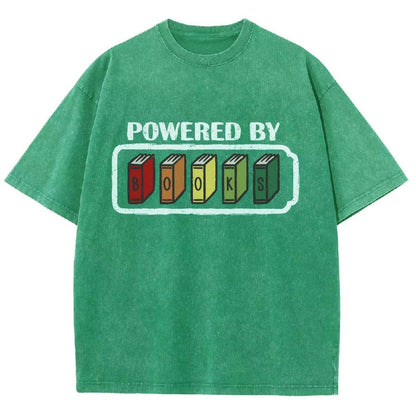 Powered by Books Vintage Distressed T-shirt