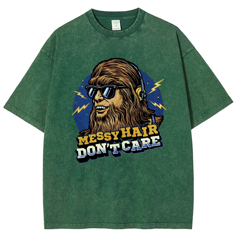 Messy Hair Don't Care Vintage Distressed T-shirt