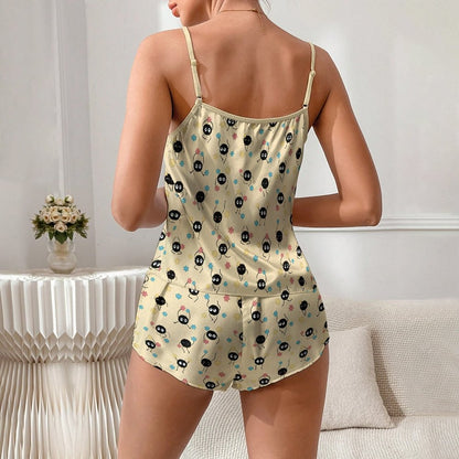 Cute Little Black Ball Women's Geek Suspender Cami Set