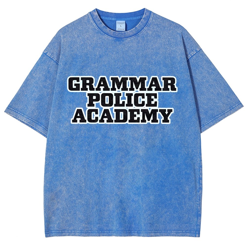 Grammar Police Academy Vintage Distressed T-shirt