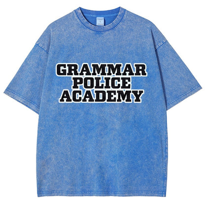 Grammar Police Academy Vintage Distressed T-shirt
