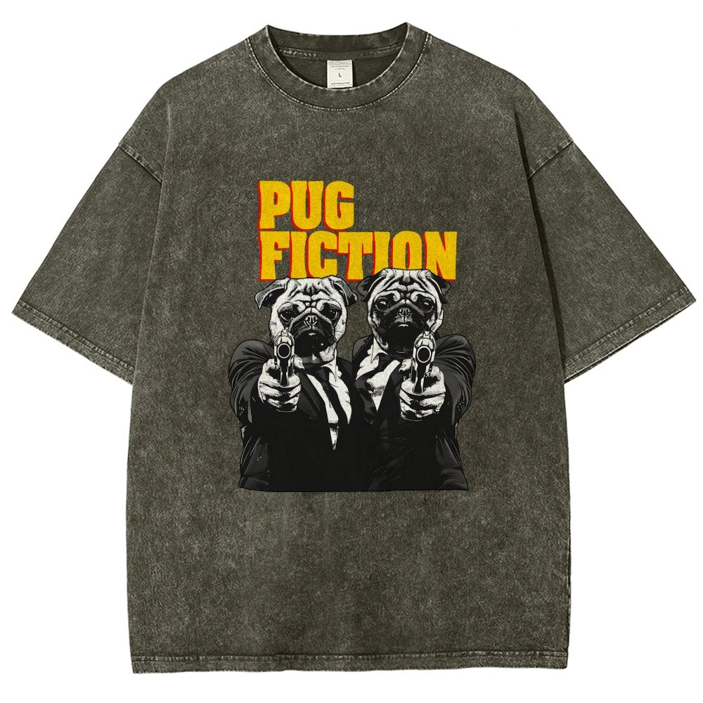 Pug Fiction Vintage Distressed T-shirt
