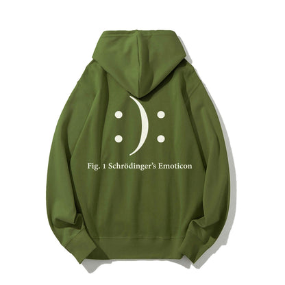 Schrodinger's Emoticon Printed Back Unisex Cotton Hoodie