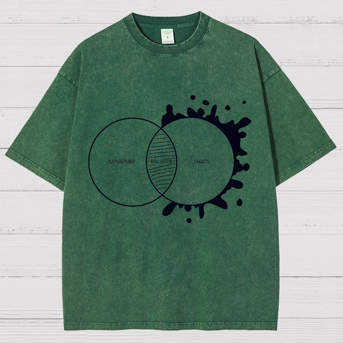 Balance Between Structure and Chaos Geek Vintage Distressed T-shirt