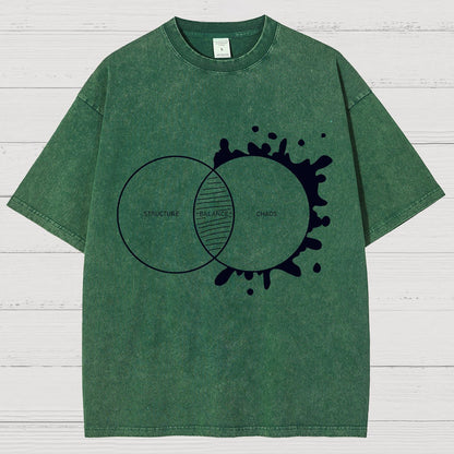 Balance Between Structure and Chaos Geek Vintage Distressed T-shirt