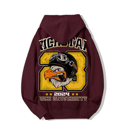 Vintage Rich Star Graphic Print Printed Back Cotton Hoodie