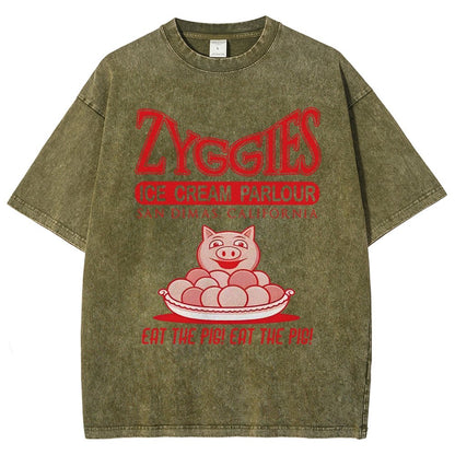 Eat the Pig at Sunny Ice Cream Parlour Ringer Vintage Distressed T-shirt