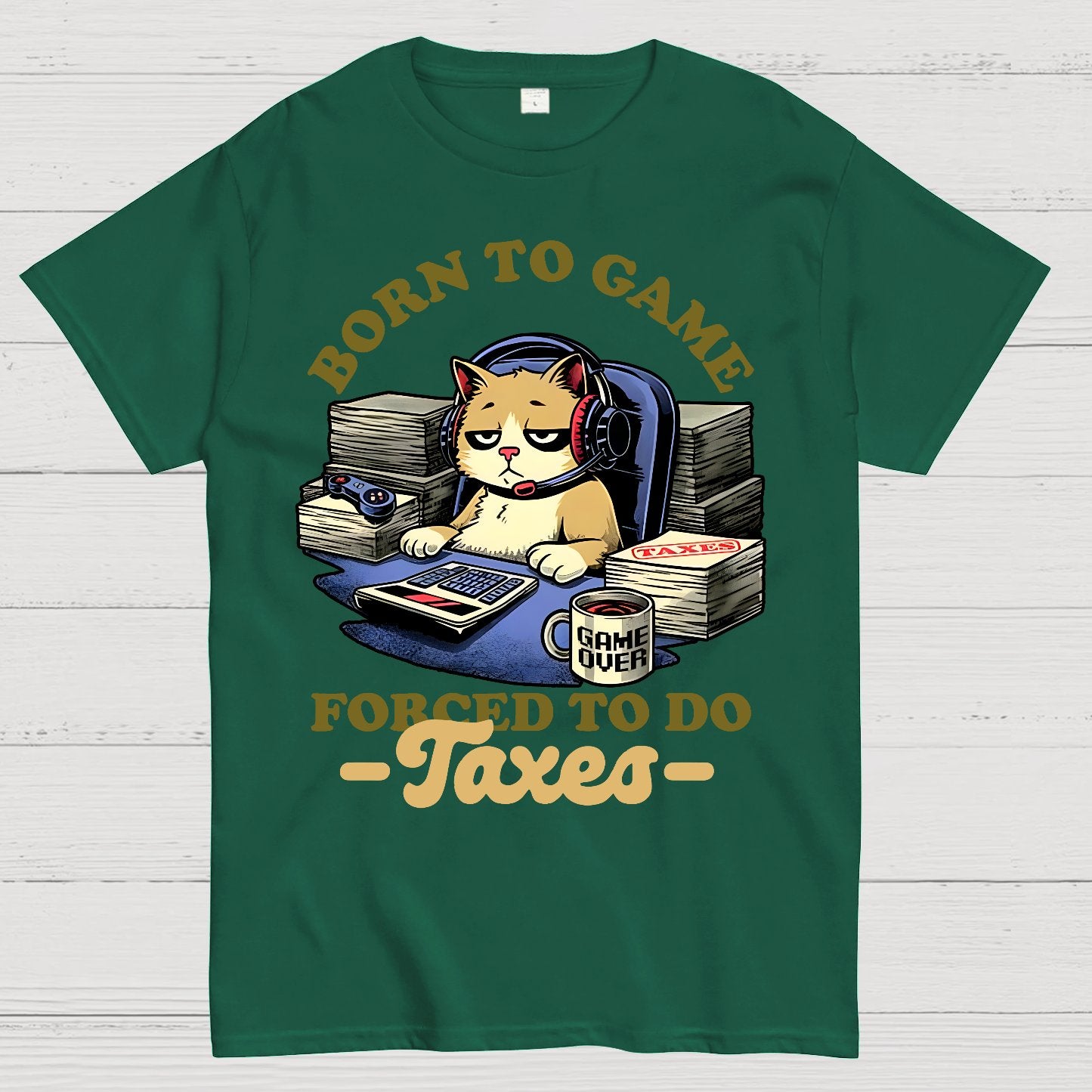 Cat Gamer Taxes Geek T-Shirt