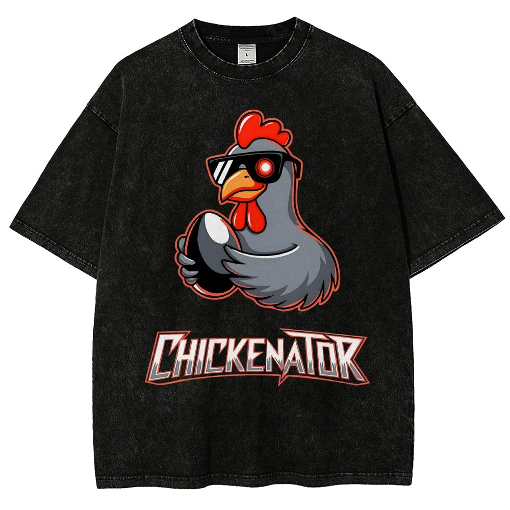 Chickenator The Future Chicken Vintage Distressed T-shirt