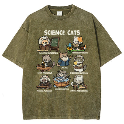Science Cats Vintage Distressed T-shirt