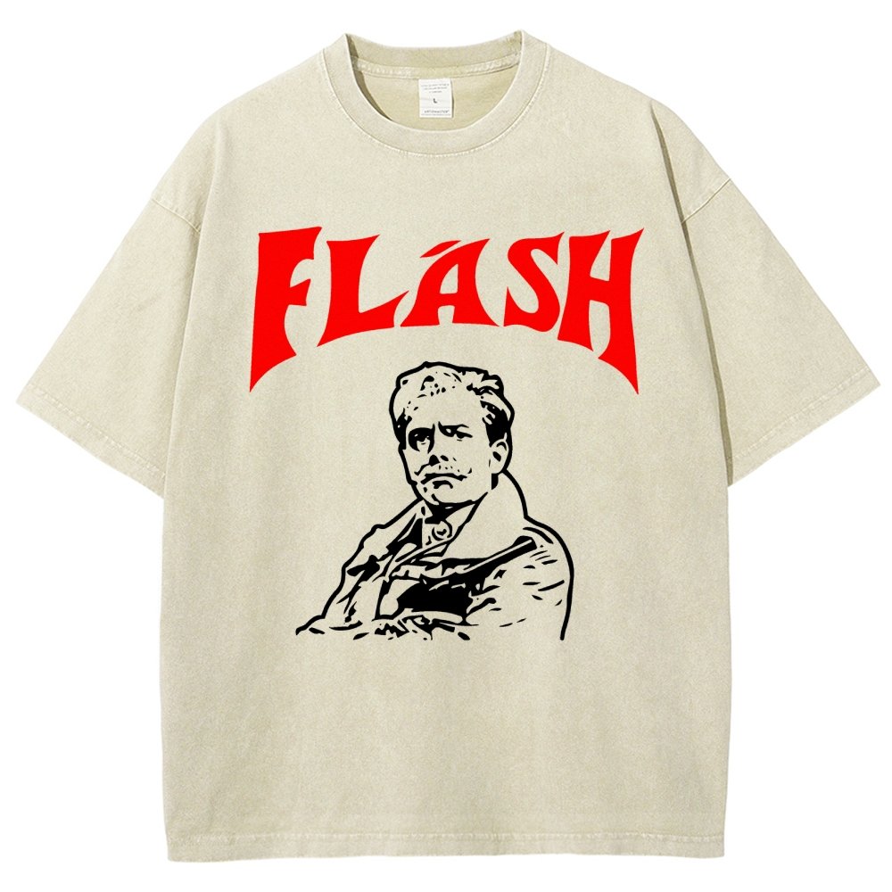 Mister Flashy Flash Spoof Ringer Vintage Distressed T-shirt