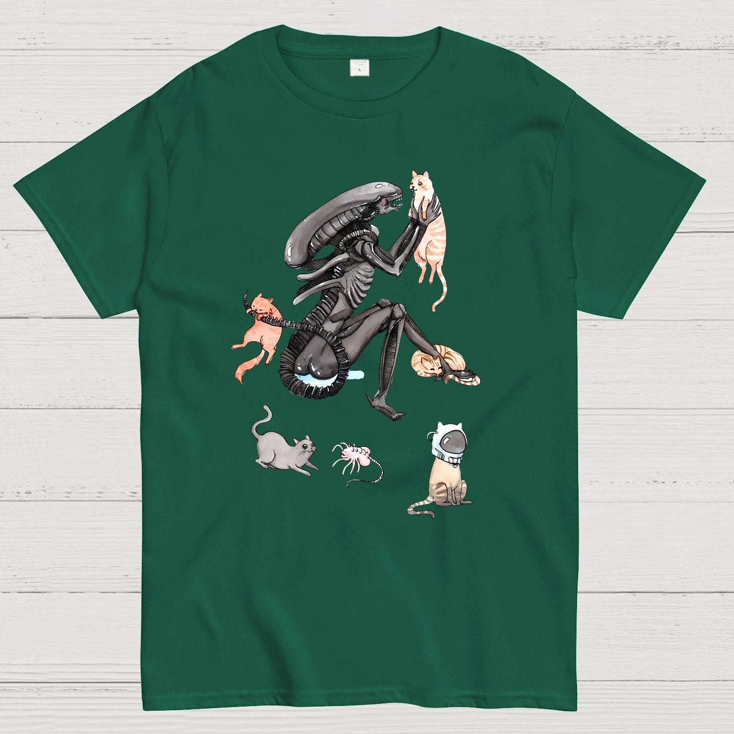 Funny Alien And Cat Geek T-Shirt