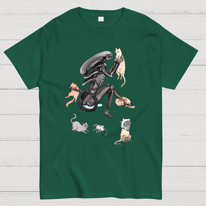 Funny Alien And Cat Geek T-Shirt