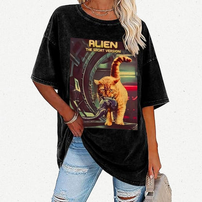Mystery Cat Heavy Vintage Distressed T-shirt