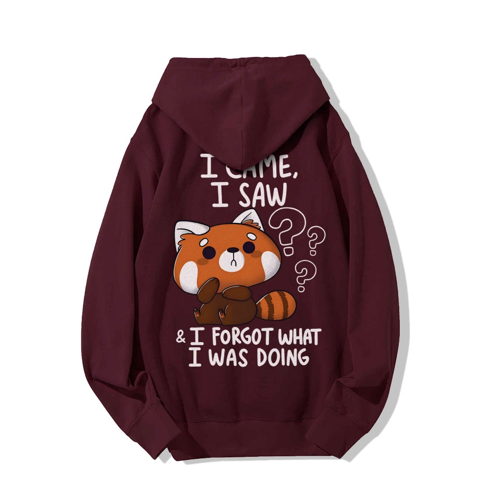 Forgetful Red Panda Printed Back Unisex Cotton Hoodie