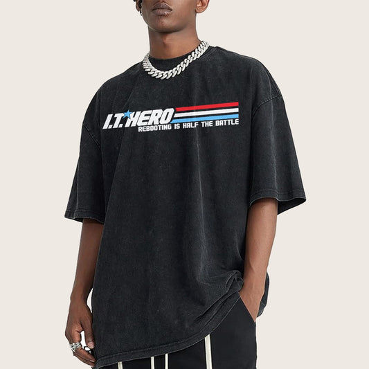 I.T. Hero Rebooting is Half the Battle Vintage Distressed T-shirt